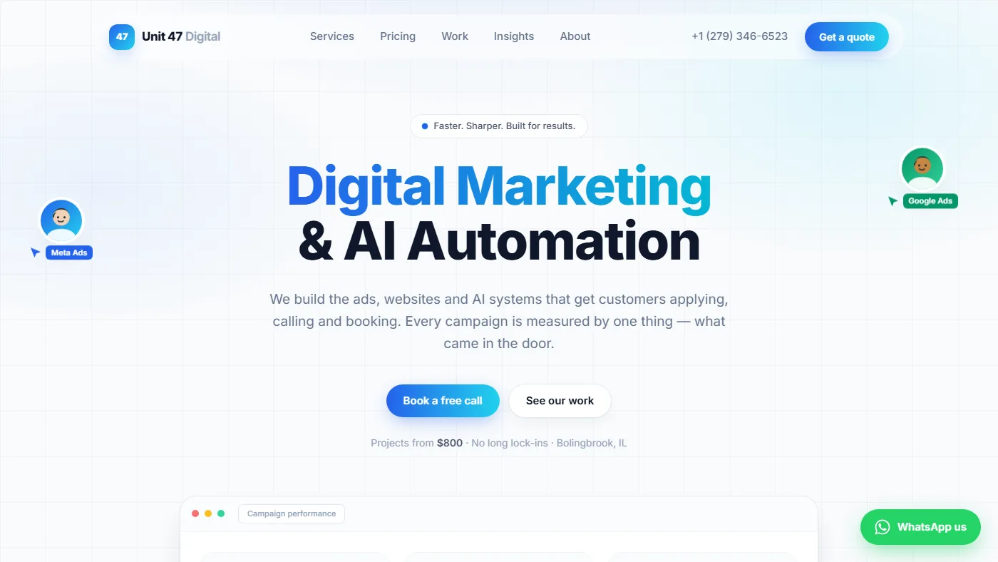 Unit 47 Digital - Next.js Marketing Agency Website — screenshot